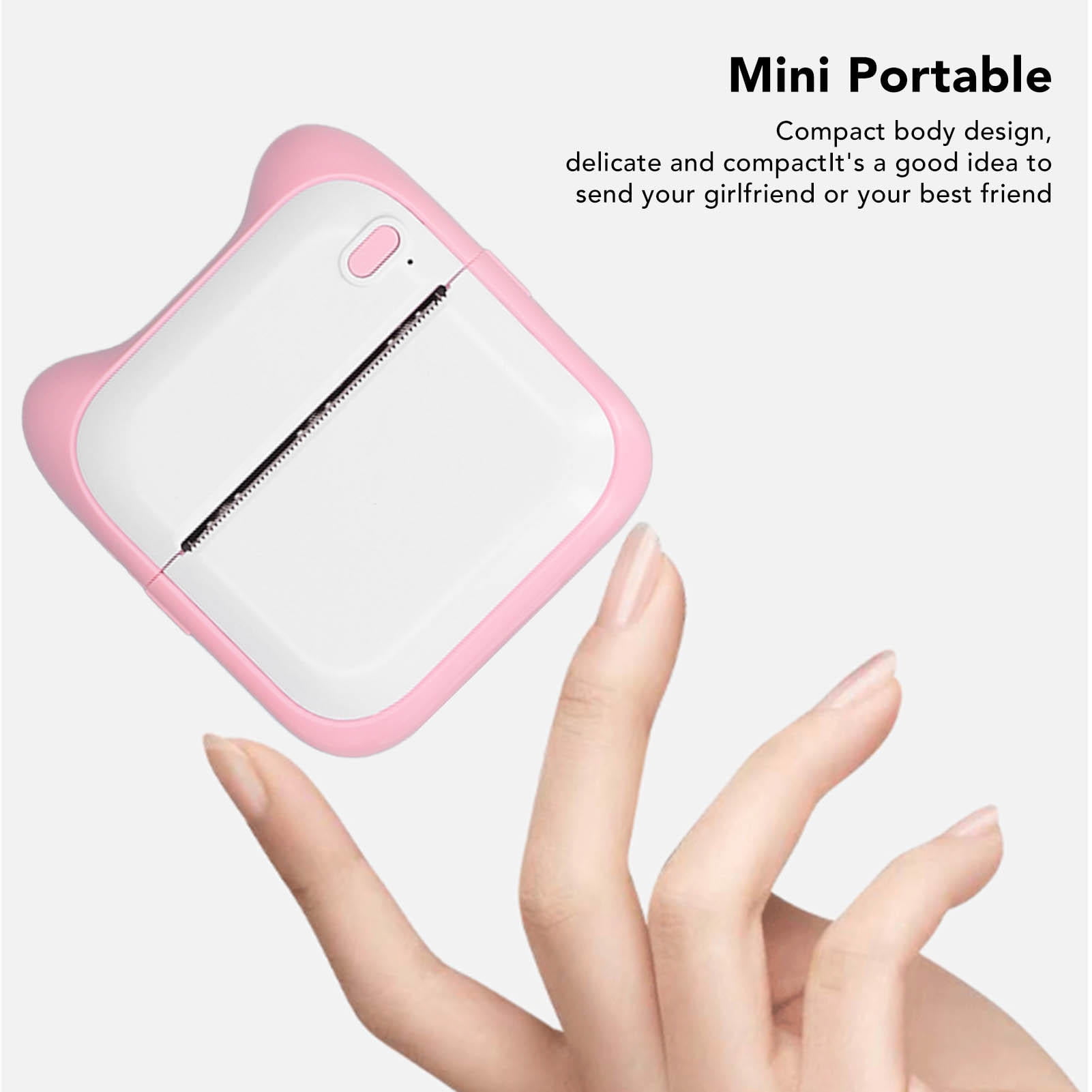 Suodoka Portable Mini Thermal Printer – Bluetooth Direct, 203 DPI, 1000 mAh Battery, 5‑Sheet Heat‑Sensitive Paper, Pink