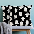 thumbnail image 2 of Halloween Decor Pillow Covers 18x18 Inch Set of 2 Black and White Ghost Boo Throw Pillows for Couch Happy Halloween Indoor Outdoor Farmhouse Decorative Cushion Case for Sofa Bed Decorations, 2 of 6