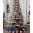 thumbnail image 4 of 4th of July Christmas Tree Skirt 36 Inches Large Christmas Skirt Tree, Vintage Country Star Blue Red Wooden Tree Skirt Christmas Decorations for Fireplace Party Holidays Indoor Outdoor, 4 of 7