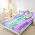 thumbnail image 3 of Manfei Watercolor Rainbow Bed Sheets, Sparkle Galaxy Star Full Size Sheets, Teal Purple, 4-Piece, 1 Flat Sheet, 1 Fitted Sheet and 2 Pillowcases, 3 of 6