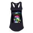 thumbnail image 2 of Trippy Neon Space Astronaut Lunar Cat | Womens Cat Lover Jersey Racerback Tank Top, Black, Small, 2 of 4
