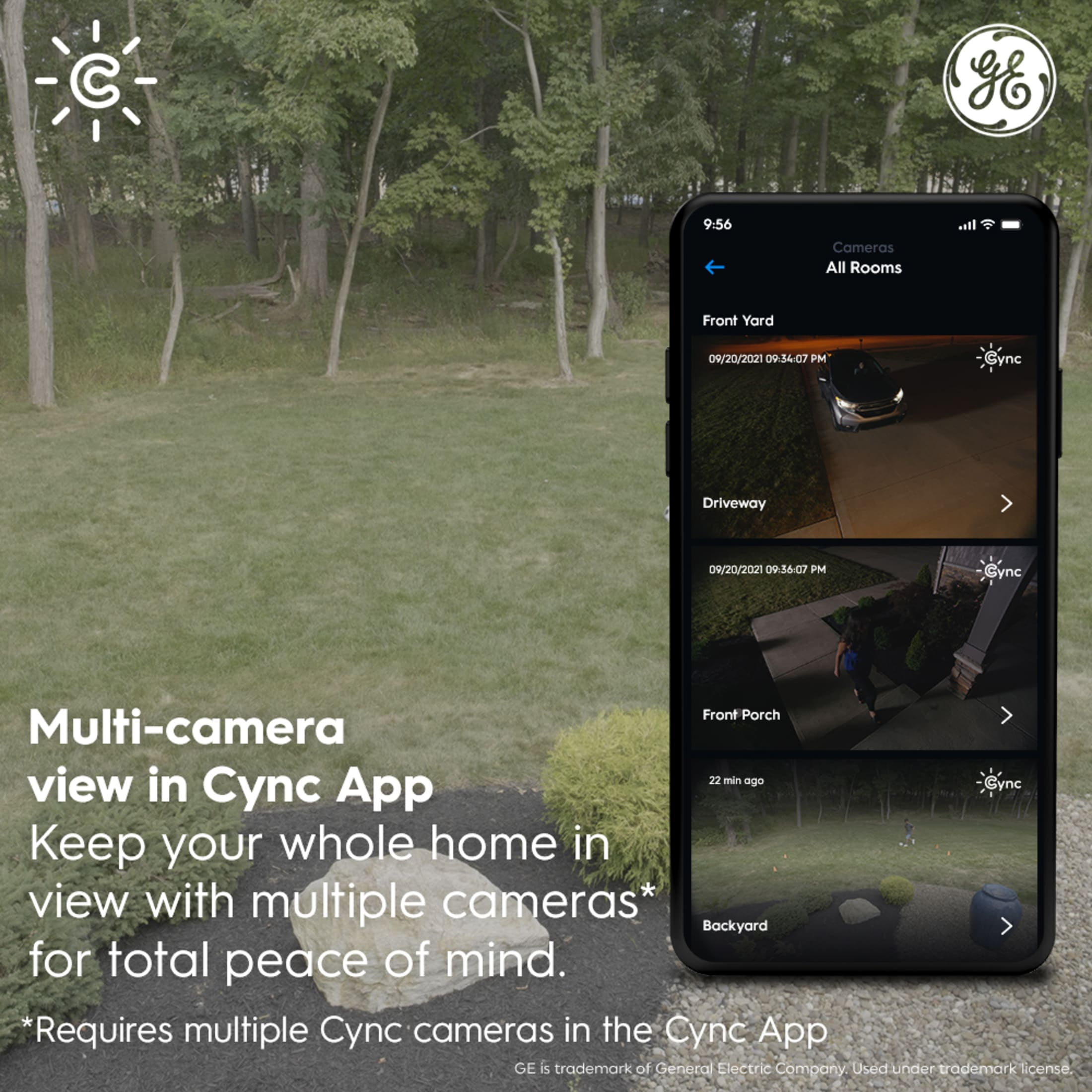 GE Cync Outdoor Smart Camera, Security Camera with HD Resolution + Night Vision, Battery Powered Camera, Works with Alexa and Google Home (2 Pack)