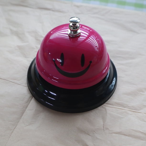 Campana de mano con forma de cara sonriente de metal para entrenamiento de mascotas, barra de servicio para restaurante, campana de convocatoria, contestador automático de competición, mesa