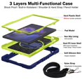 thumbnail image 5 of Allytech Galaxy Tab A9 Case 8.7" 2023 SM-X110 X115, Dual Layers Shockproof Hybrid TPU PC Rugged Detachable Shoulder Strap Kickstand Kids Friendly Case Cover for Samsung Galaxy Tab A9,Navy + Green, 5 of 6