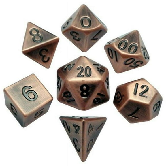 Metallic Dice Games 16 mm Antique Copper Metal Dice, Set of 7