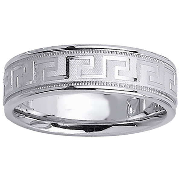 Wedding Rings Depot 14K White Gold Greek Key Modern Comfort Fit Women