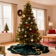 thumbnail image 4 of Inadays Christmas Tree Skirt Luxury Velvet Plush Rustic Xmas Indoor Holiday Decorations Home Fur Scallop Tree Skirt Sparking Gold Lace Trim 30'' Green, 4 of 8
