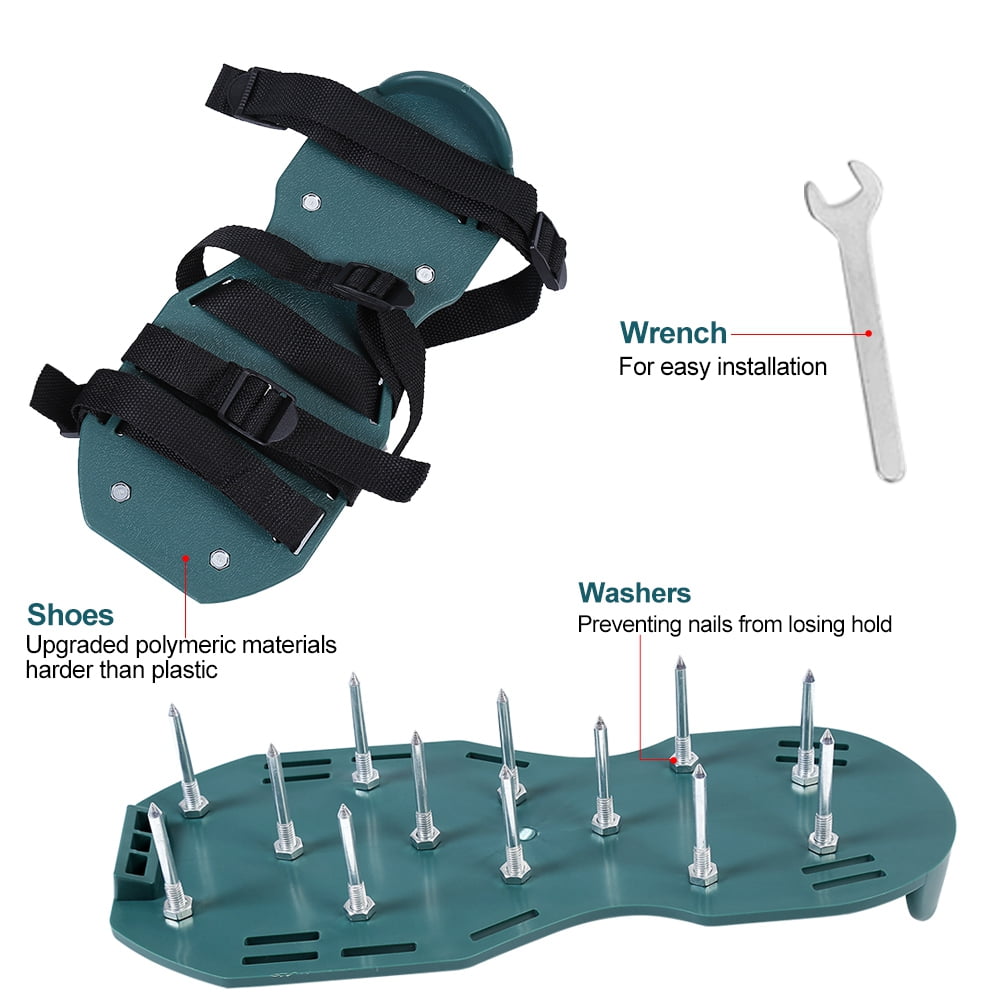Lawn Aerator Spike Sandals Walking Grass Soil Loosening Aerator Spiked Shoes Gardening Tool for Yard Patio Lawn Garden4 straps