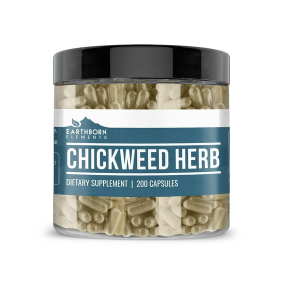 Earthborn Elements Chickweed Herb 200 Capsules Pure, No Fillers or Additives