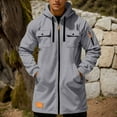 thumbnail image 6 of Trench Coat Men Zip Up Hooded Mid Length Windrbreaker Jackets (Light Gray XL), 6 of 6