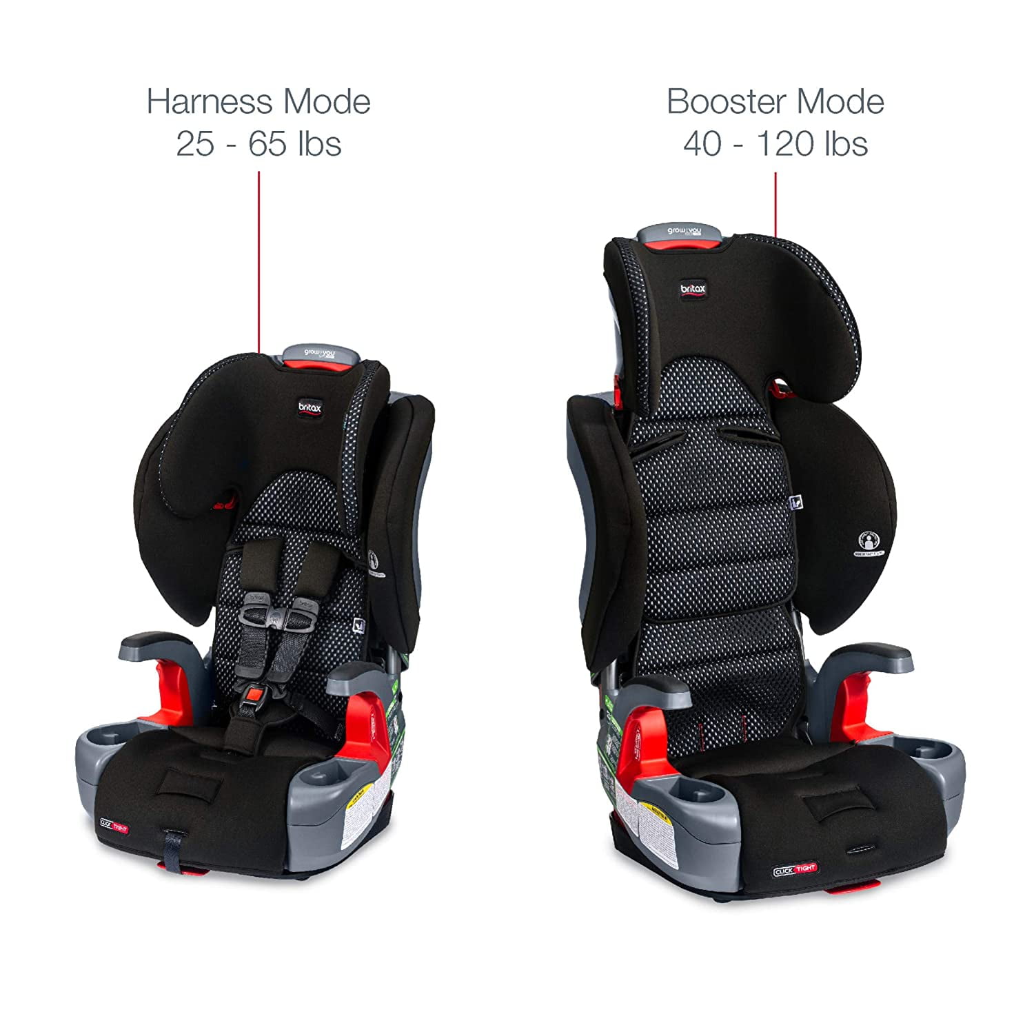 Britax Grow With You ClickTight Harness-2-Booster Car Seat, 2-in-1 High Back Booster, Black Contour