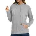 thumbnail image 1 of Swstbby Liquidation d'Automne! Hauts d'Automne pour Femmes Grande Taille, Chandail à Capuche à Manches Longues Col Rond Couleur Unie Gris G, 1 of 4