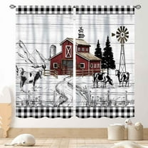 Rustic Kitchen Curtains, Farmhouse Animal Farm Cow Western Country Style Rural Cottage Cabin Lodge Printed Blackout Living Room Bedroom Drapes 2 Panels, 42"x63" Inch