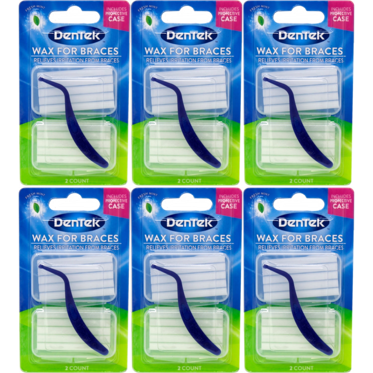 6 Pack DenTek Wax For Braces 1 Each