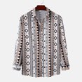 thumbnail image 2 of Top de camisa a rayas de manga larga con cuello levantado y bolsillo lateral único para otoño e invierno para hombre Pompotops oipoqjl50872, 2 of 9