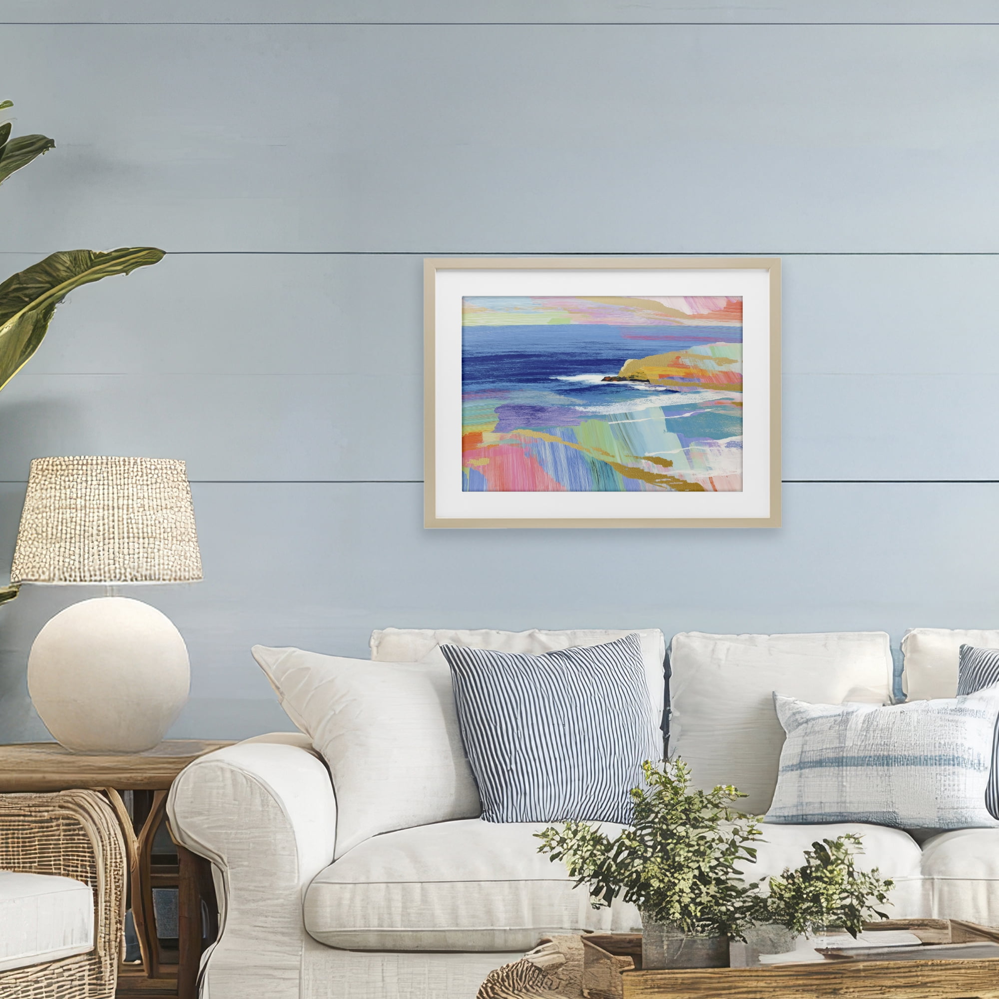 Stupell Industries Hawaii Coastline Abstraction Birch Framed Print Under Glass, design by Chromatic Storm Studio