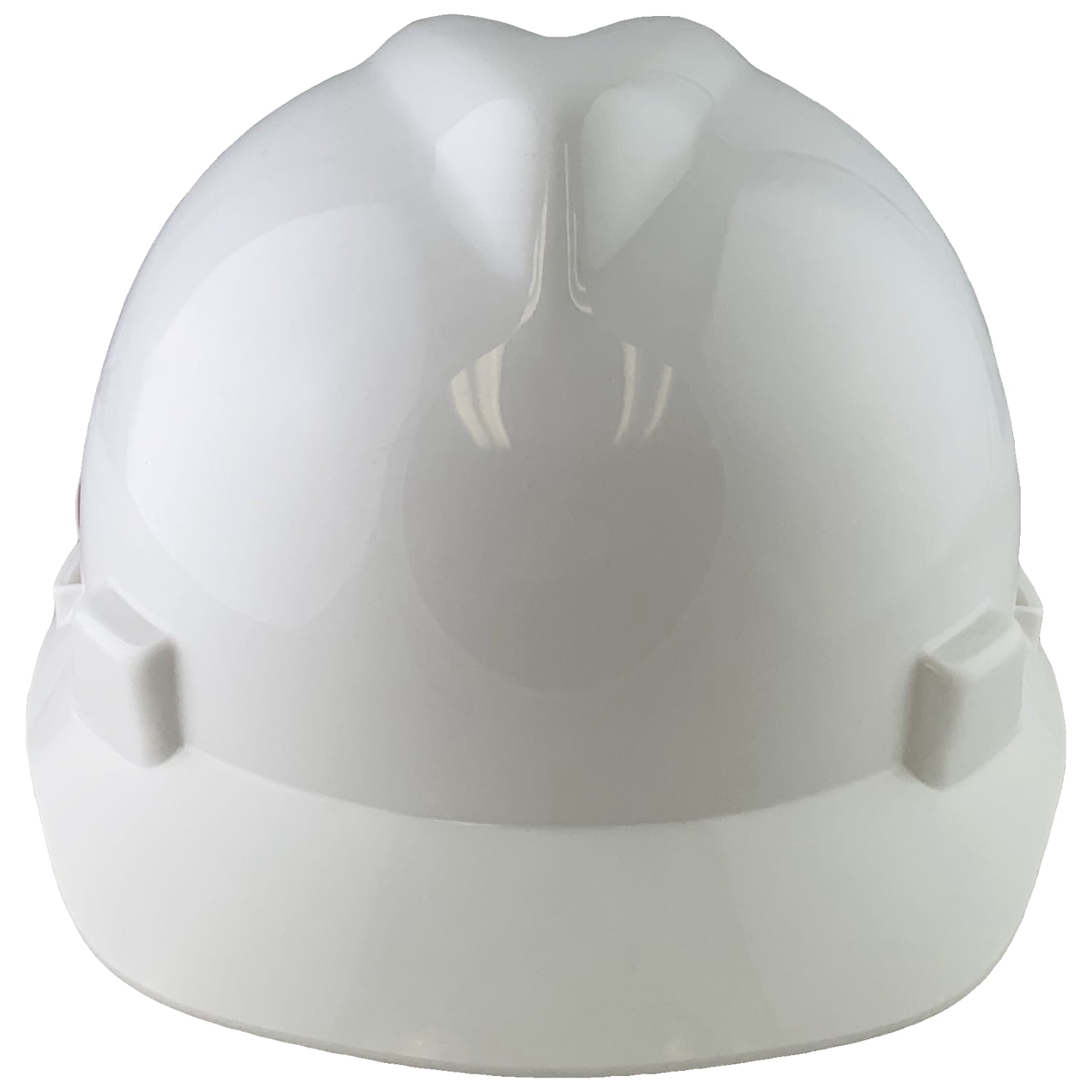 White MSA Cap Style V-Gard Hard Hat with Breast Cancer Awareness Ribbon Decals