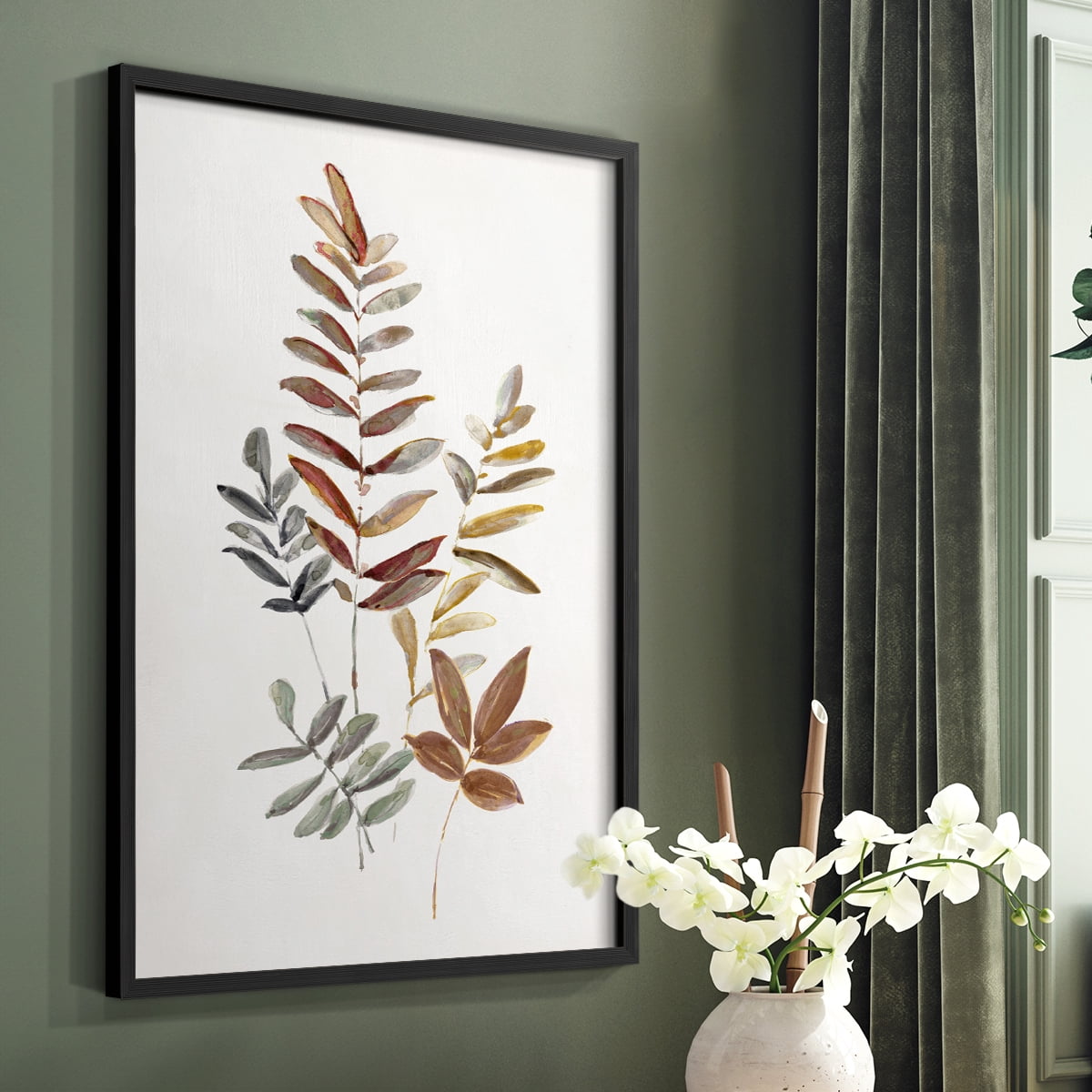 Autumn Leaves I Framed Print in Black Solid Wood Framed Print No Nail Hanging