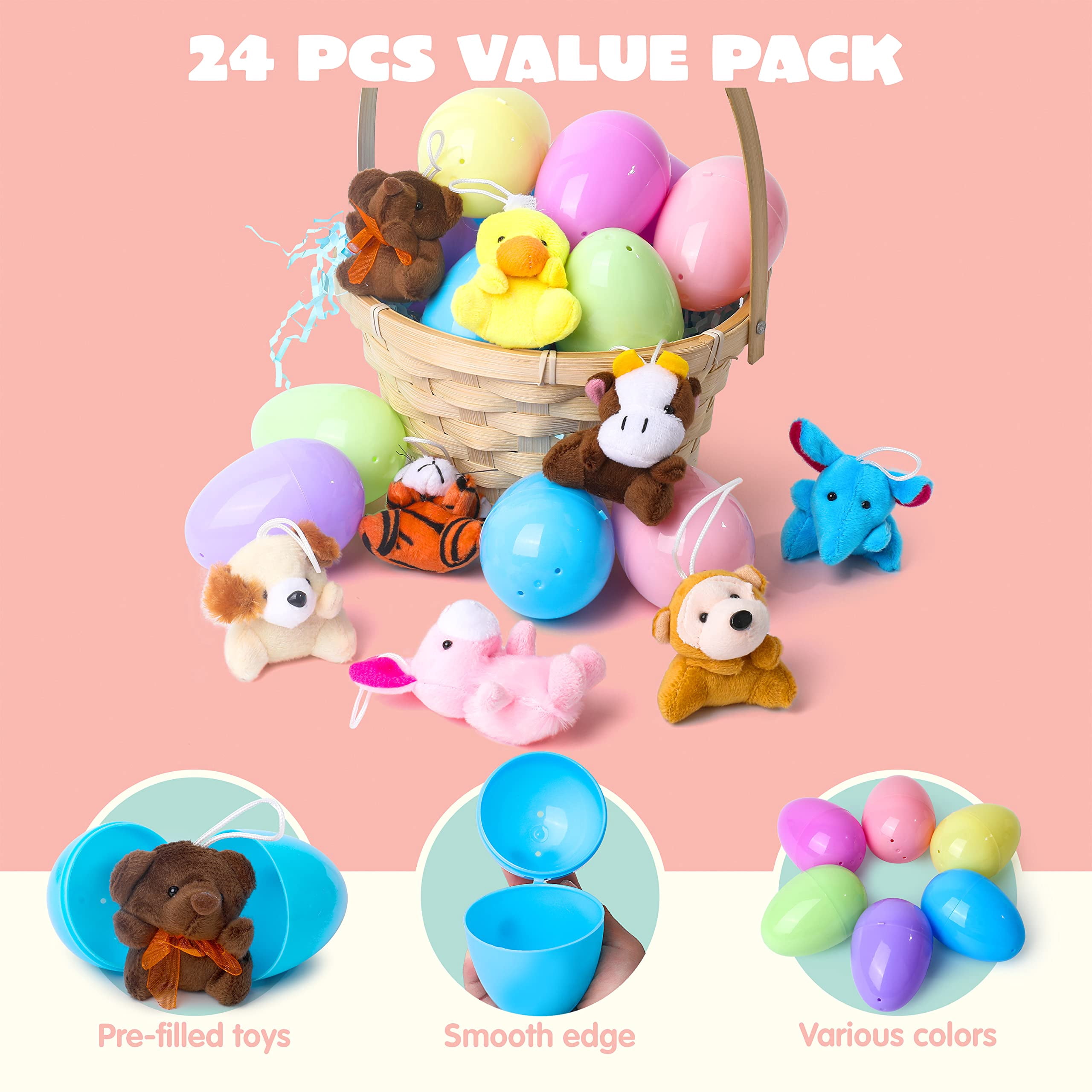 SevenQ – Lot De 24 Œufs De Pâques Préremplis Avec Bijoux (Bracelets Et Bagues) – Chasse Au Trésor – Cadeaux Enfants