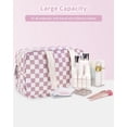 thumbnail image 6 of Travel Toiletry Bag Women Large Cosmetic Bag Travel Makeup Bag Organizer Medicine Bag for Toiletries Essentials Accessories, Pink Checkerboard, 6 of 8
