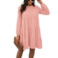 thumbnail image 3 of Vestido Midi, Color Puro, Cintura Suelta, Cuello Redondo, Vestido De Mujer, Poliéster Para El Hogar ANGGREK Otros, 3 of 6