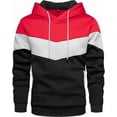 thumbnail image 2 of Sudadera con capucha de forro polar para hombre, estilo informal, con cordón ajustable en color contrastante y bolsillo tipo canguro., 2 of 5