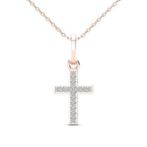 aaXia 14K Rose Gold 1/20ct. TDW Diamond Petite Cross Pendant Necklace