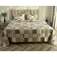 thumbnail image 2 of Jessy Home Beige Plaid Quilt Full/Queen Patchwork Bedding Microfiber Bedspread Coverlet, 2 of 9