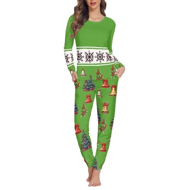 Pijama informal de manga larga para mujer, conjunto de dos piezas holgado, ropa de dormir para primavera y otoño, regalos de navidad