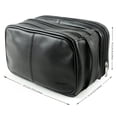 thumbnail image 3 of Genuine Leather Toiletry Bag Grooming Shaving Accessory Kit with 3-layered Storage & Handle Strap, 3 of 6