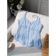thumbnail image 4 of Blusa De Tirantes Celeste Con Encaje Floral Y Botones Frontales, 4 of 30