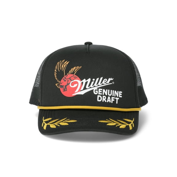 Miller Genuine Draft Leaves Men's Snapback Sport Hat, Black