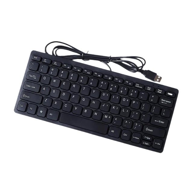 Transemion USB Wired Keyboard Small Comfortable Typing Office for Home Desktop Computer Black 285x122x21mm