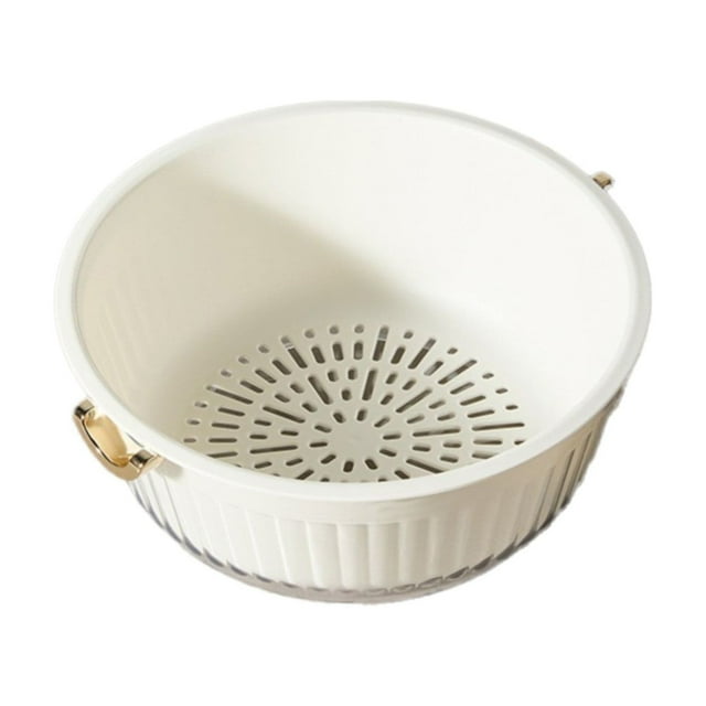 PEKIOGT Kitchen Bowl Set 2 In 1 Fruit Vegetable Washing Food Strainers Large Plastic Double Layered Strainer Basket for Pasta Spaghetti Berry Colander for Kitchen