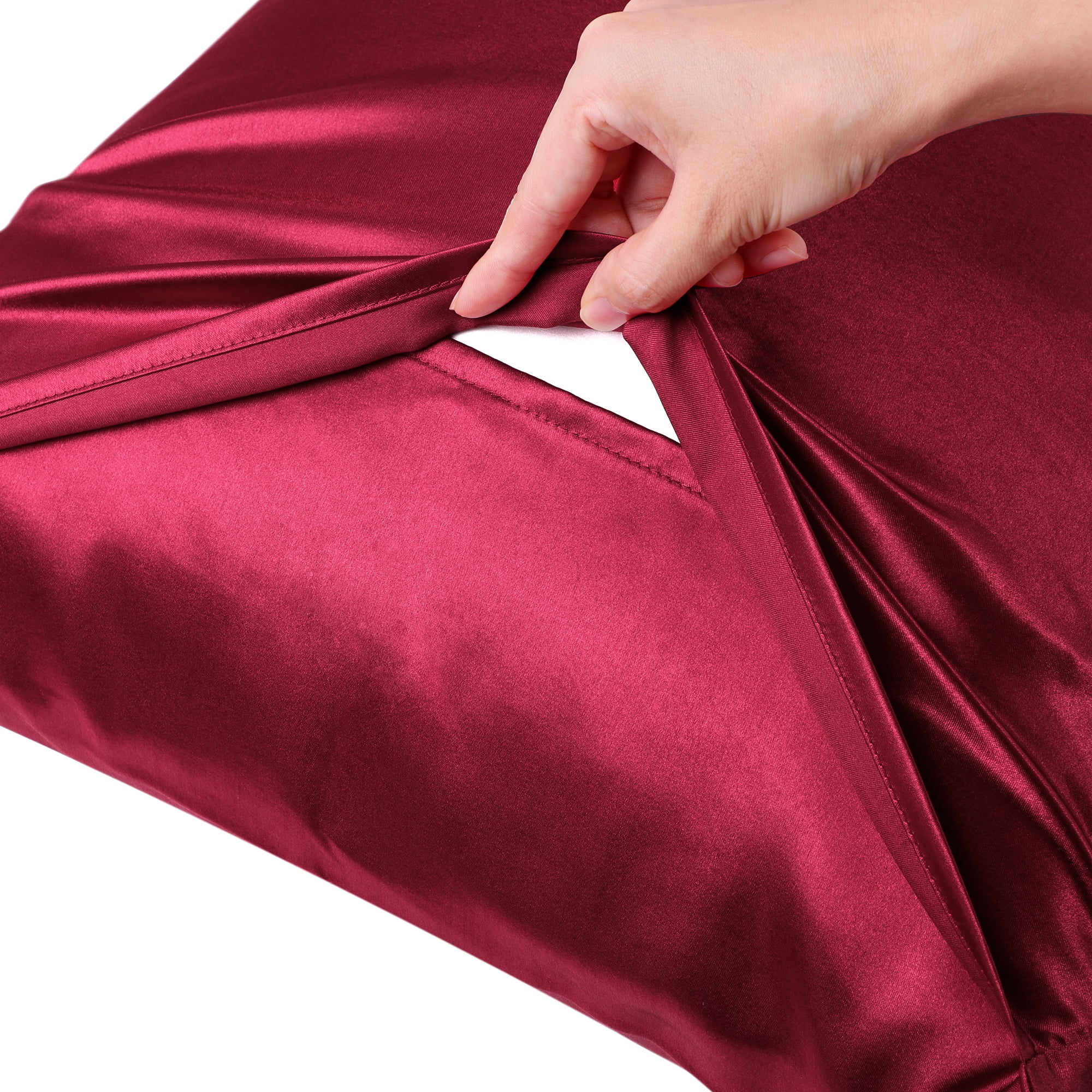 Unique Bargains 1 PC Satin Envelope Closure Body Pillowcases Burgundy 20"x60"
