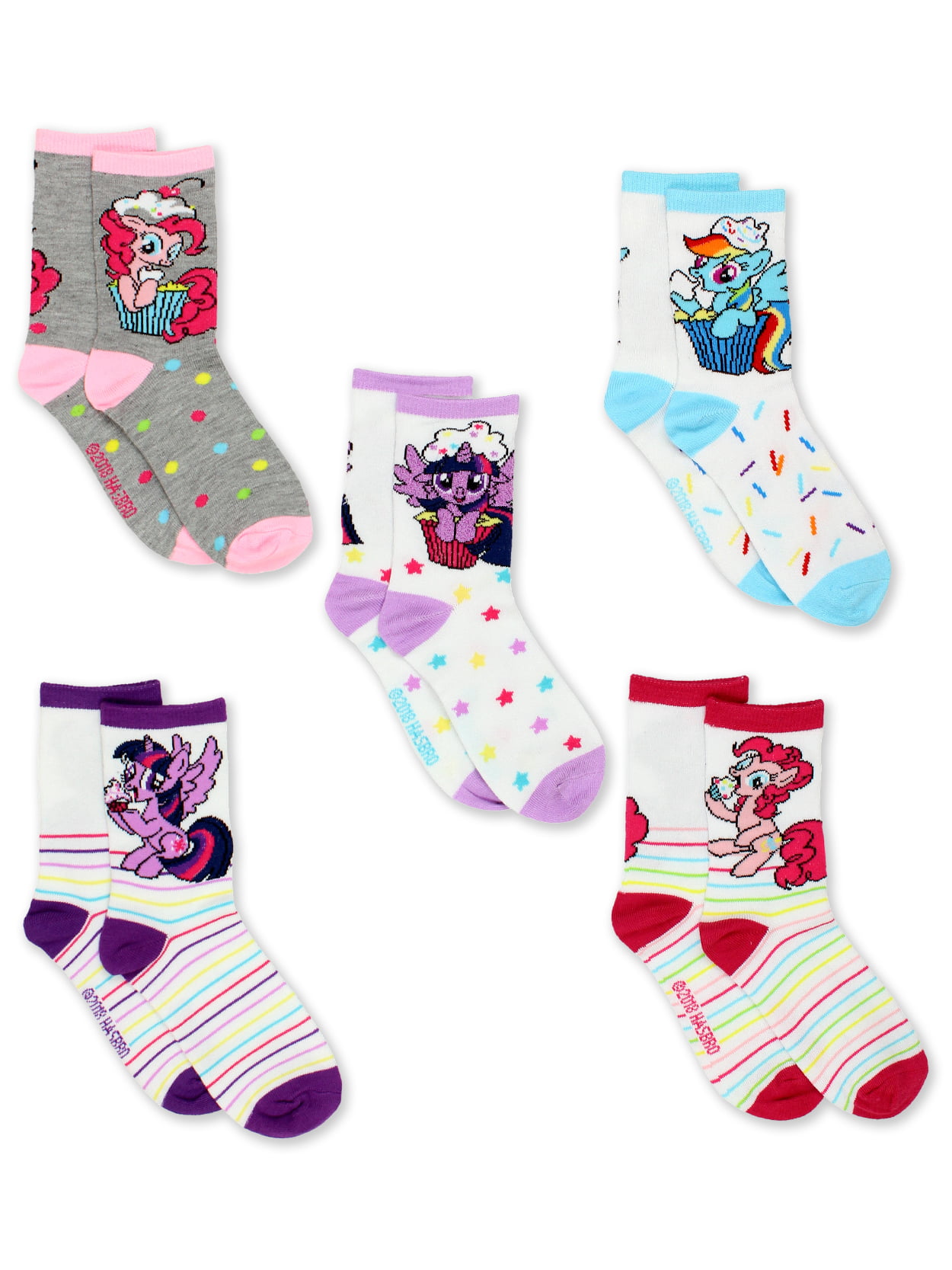 White Girls 2 pack Ankle Socks with My Little Pony detail Purple Grey