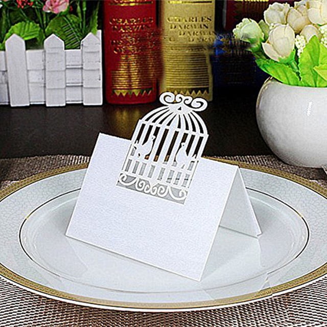 OULII 50Pcs Wedding Stationery Cage Shape Place Name Cards For Elegant Weddings