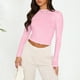 thumbnail image 4 of Blusa Mangas Largas Camisa de manga larga para mujer, informal, básica, color sólido, para primavera y otoño Kuymtek Rosa T M para Mujer, 4 of 7