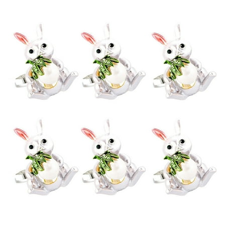 

Yesbay 6 Pcs Napkin Buckle Rhinestones Lustrous Alloy Easter Banquet Party Bunny Napkin Ring Festival Supplies