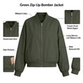thumbnail image 5 of ZunFeo Women's Casual Bomber Jacket Coat Loose Stand Collar Zip Up Lightweight Windbreake for Outdoor Daily, Army Green, 5 of 9