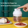 thumbnail image 2 of Electric Mini Food Chopper 250ml USB Rechargeable Portable Garlic Vegetable Slicer with Stainless Steel Blade White, 2 of 7