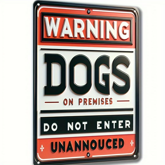 Vintage Metal Sign - Warning Dogs On Premises Do Not Enter Unannounced - Rustic Wall Decor for Home Bar Cafe Garage 8x12 Inch