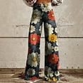 thumbnail image 2 of yunLCZ Wide Leg Pants Woman 2025 New Summer Flower Wide Leg Pants Lightweight And Loose Casual Colorful Pants Imitation Jeans Office Slacks, 2 of 4