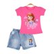 thumbnail image 1 of Conjuntos de niñas de Disney, camiseta de algodón de verano con estampado de dibujos animados para niños y pantalones cortos de mezclilla, conjunto de ropa para niñas, traje para niños, ropa Sofia3T Gao Jinjia LED, 1 of 2