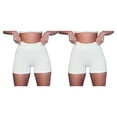 thumbnail image 4 of Greeniant Trajes de ejercicio de 2 piezas Pantalones cortos transpirables a prueba de sudor de cintura alta con tops cortos de un hombro Gimnasio Pantalones cortos blancos/L 2Conjunto, 4 of 6