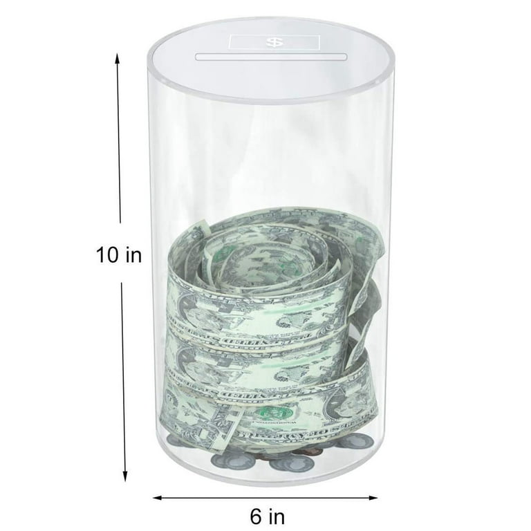 tnoeuz clear piggy bank for adults, break to open acrylic piggy bank money box  saving jar cash and coin, savings bank for vac
