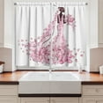 thumbnail image 2 of Ambesonne Wedding Kitchen Curtains, Floral Bridal Gown, 55"x39", Pale Pink Maroon White, 2 of 3
