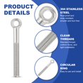 thumbnail image 3 of Uxcell 5Pcs M10x86mm Machinery Lifting Shoulder Eye Bolts Threaded Screw Eyebolt, 3 of 7