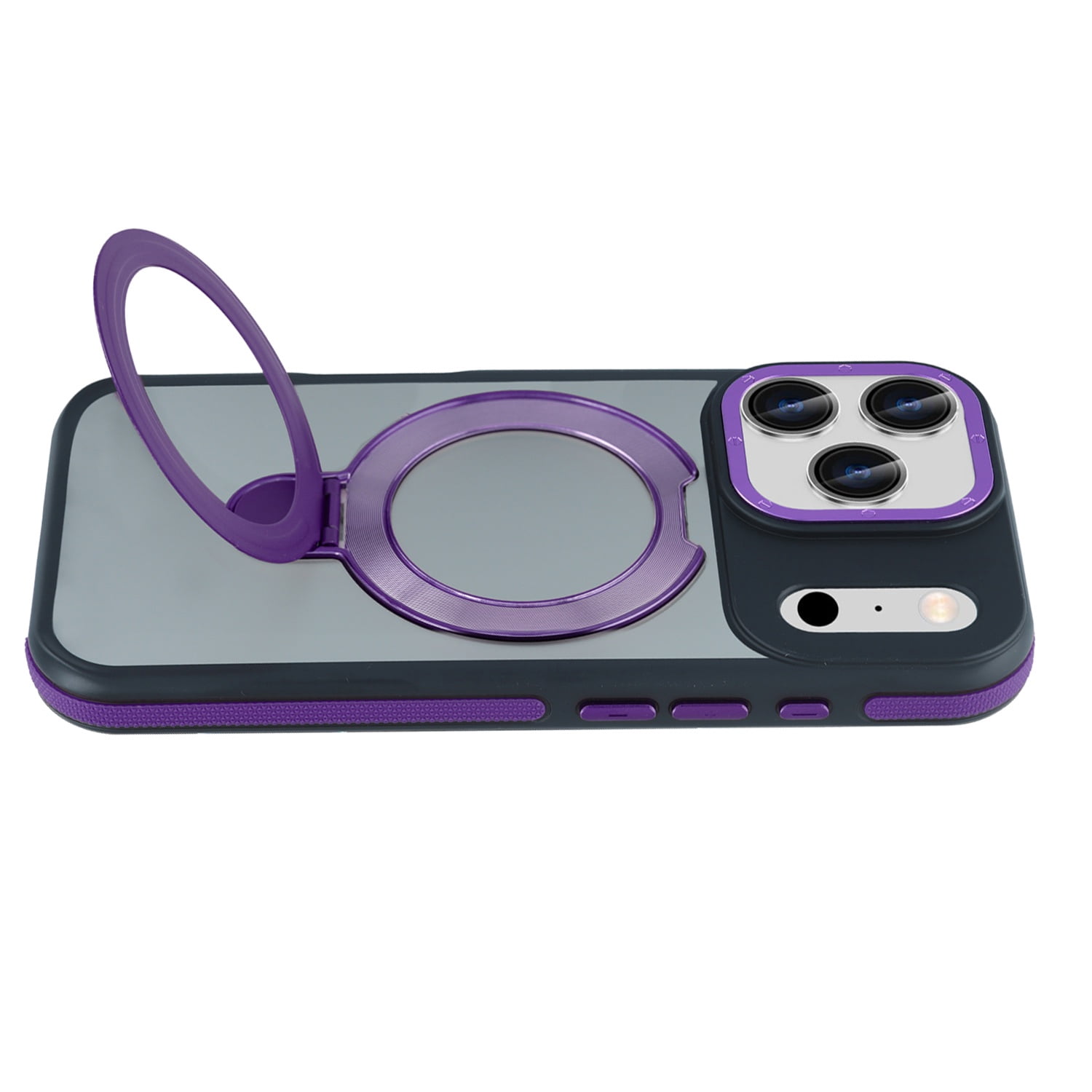 Matte Finish Protective Cover with Wireless Charging and Stand for iPhone 17 Pro Max - Purple