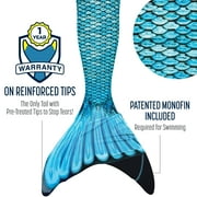 Fin Fun Mermaidens - Mermaid Swimming Tails with Monofin for Adults, Adult M Size, Tidal Teal, 2 Pcs